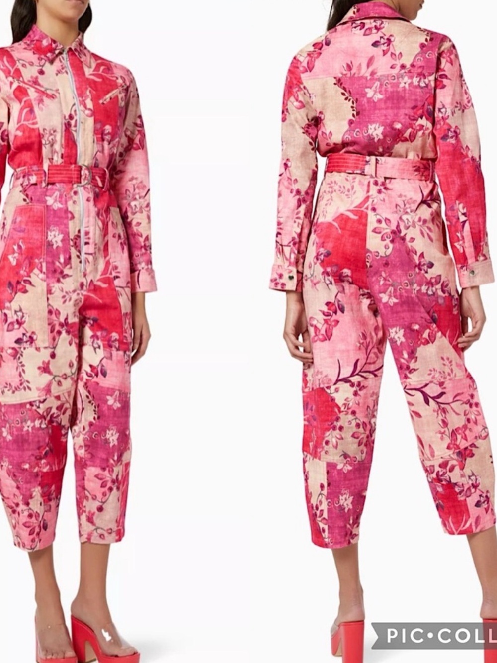 Pink Floral Utility Jumpsuit